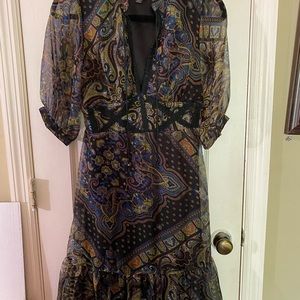 Aryn K. Boho Romantic Vintage style mid-calf dress.